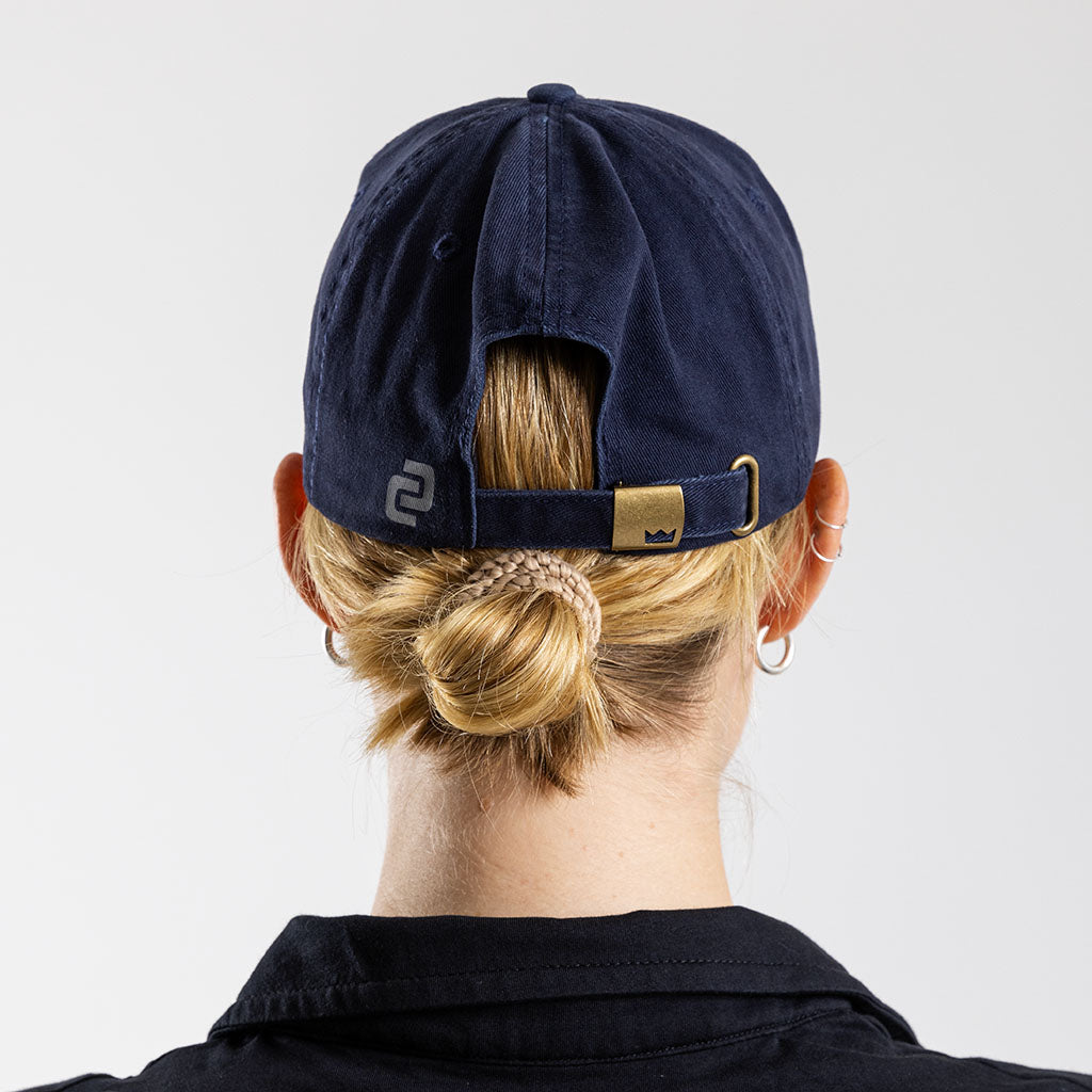 Curved Vintage Strapback Peak Cap (Navy)