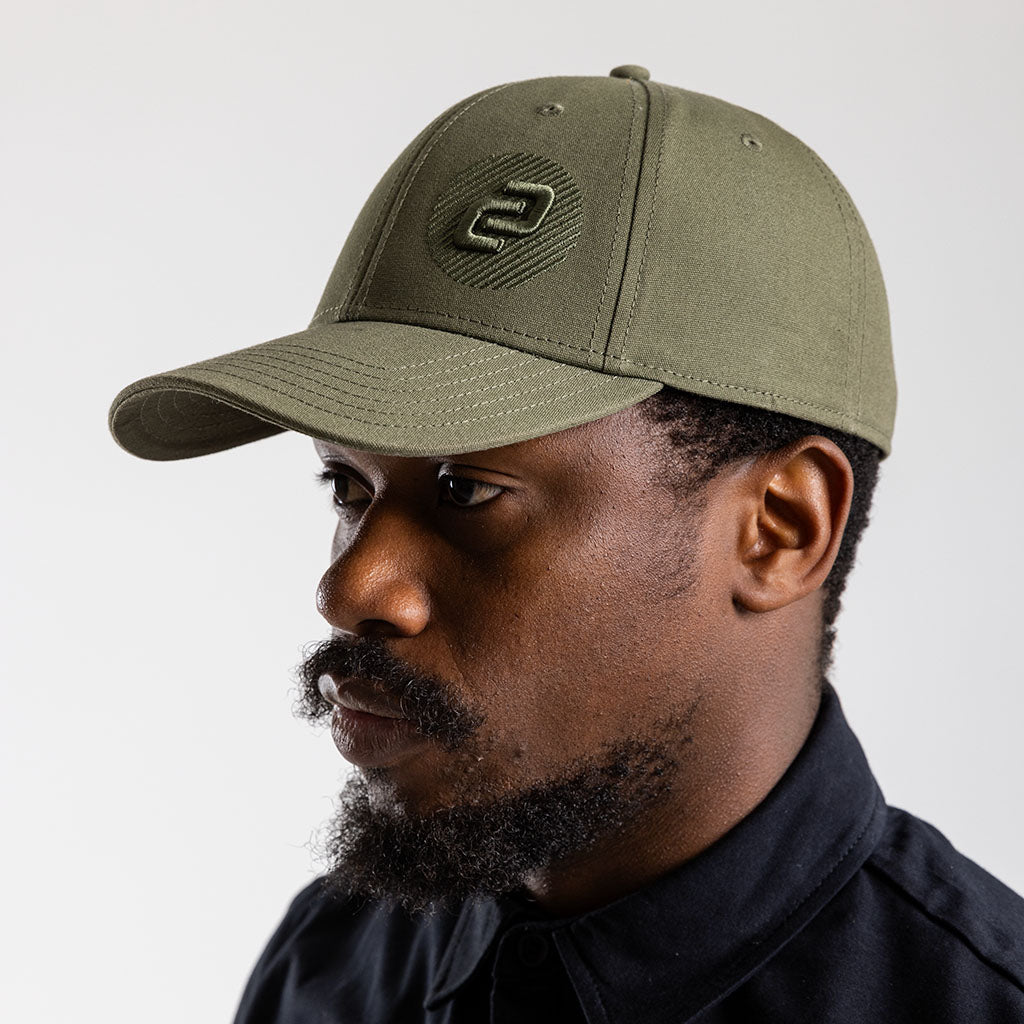 Recycled Curved Peak Snapback Cap (Olive)