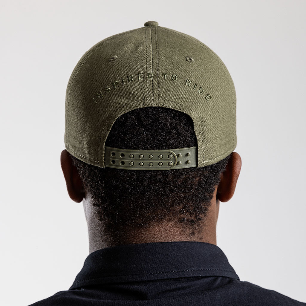 Recycled Curved Peak Snapback Cap (Olive)